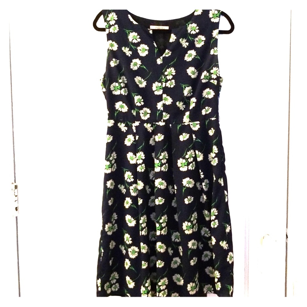 Navy Floral Print Dress